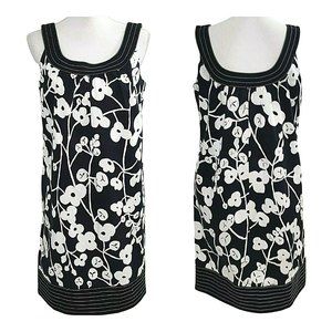 Signature London Style Womens Dress Size 8 Cotton Pockets Black Floral Sleeveles